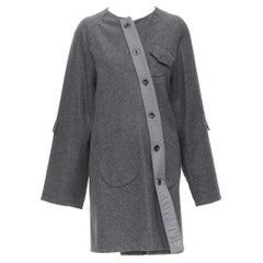 MIU MIU grey cashmere wool blend asymmetric button boxy coat IT38 XS
