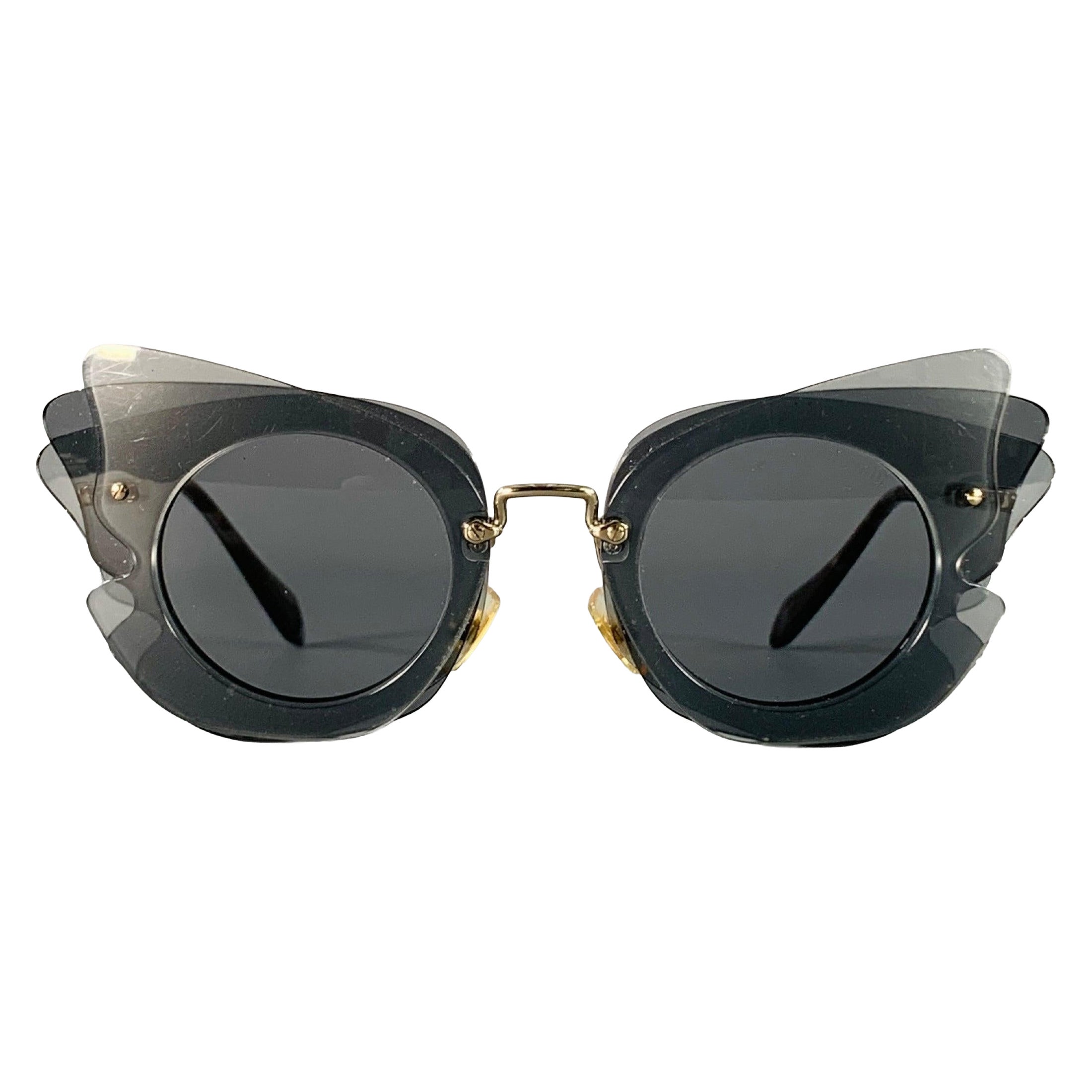 MIU MIU Grey Charcoal Butterfly Acetate Sunglasses