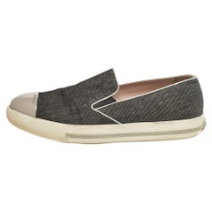 Miu Miu Grey Denim Slip On Sneakers Size 38.5