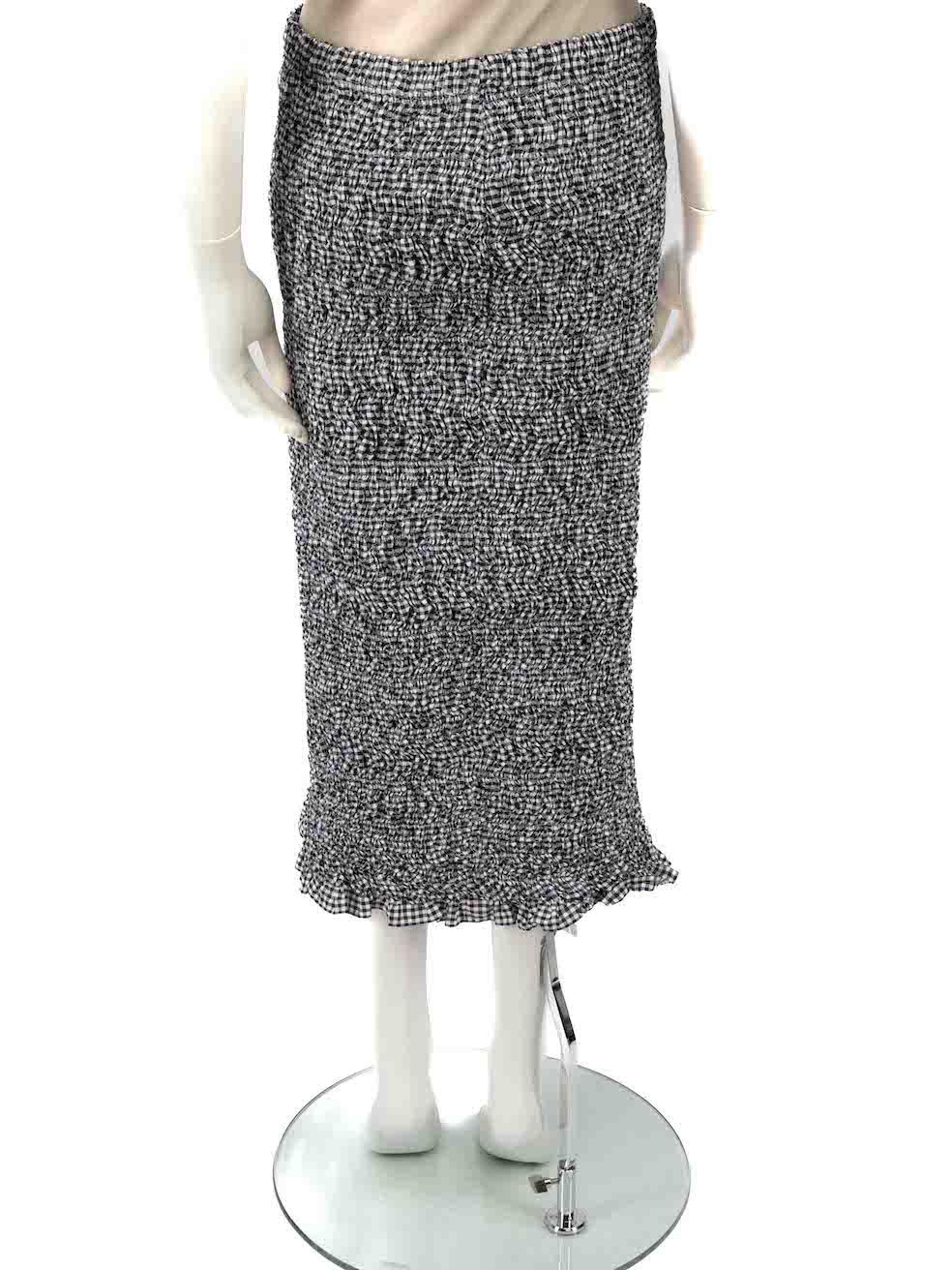 Miu Miu Grey Gingham Smocked Midi Skirt Size XL In New Condition For Sale In London, GB