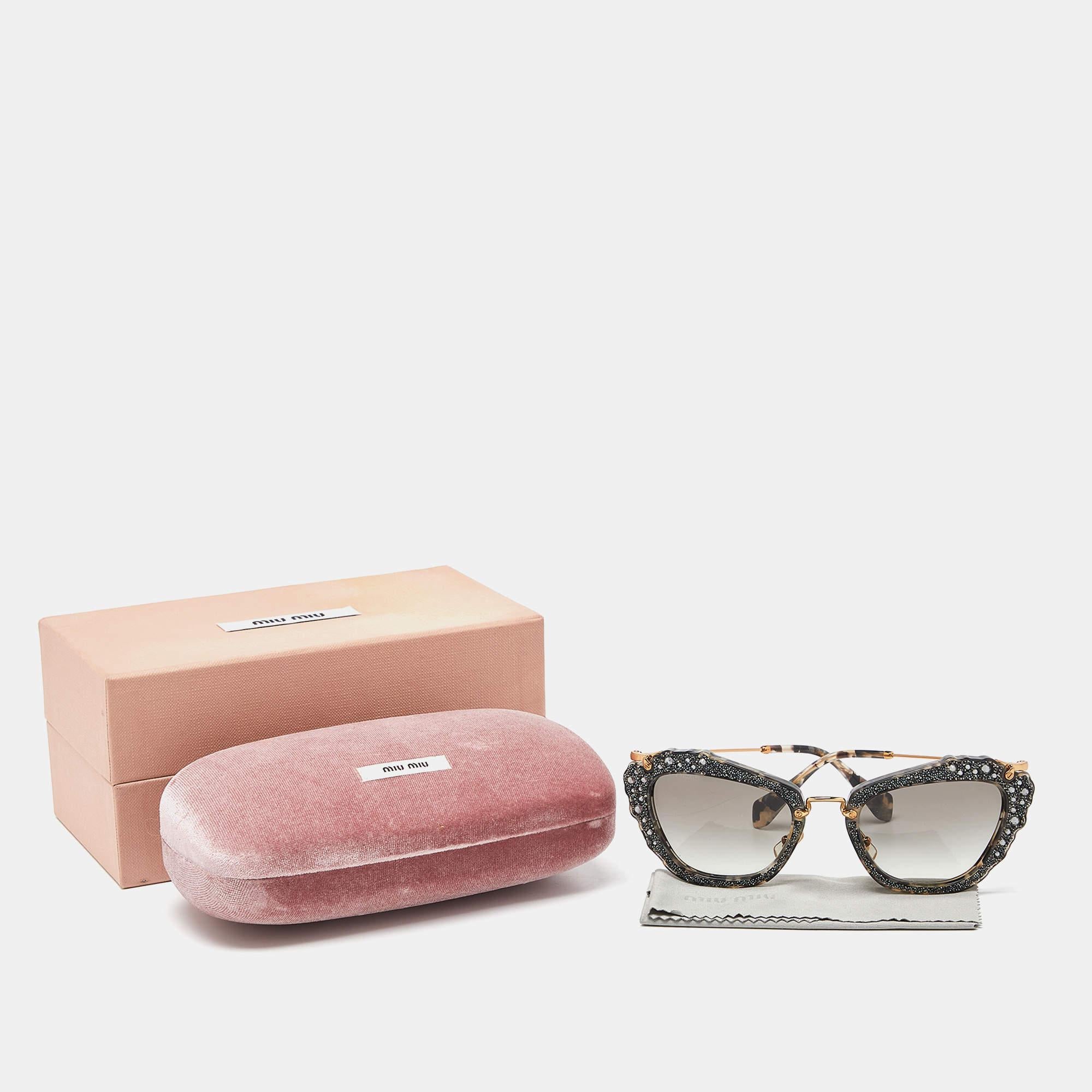Women's Miu Miu Grey Glitter/Grey Gradient SMU04Q Cat-Eye Sunglasses