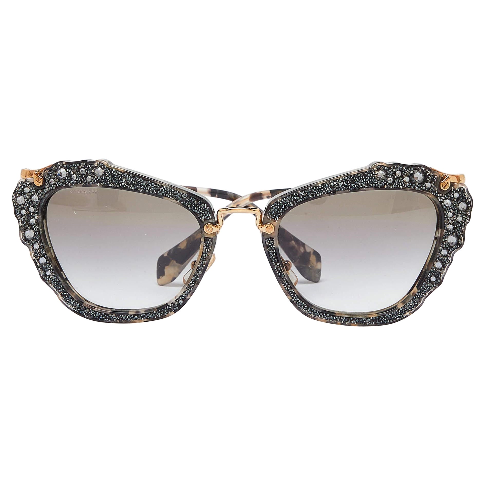 Miu Miu Grey Glitter/Grey Gradient SMU04Q Cat-Eye Sunglasses