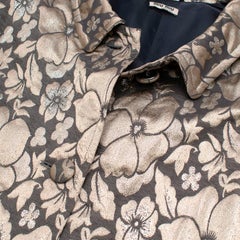 Miu Miu Grey & Gold Floral Brocade Coat - Size US 10