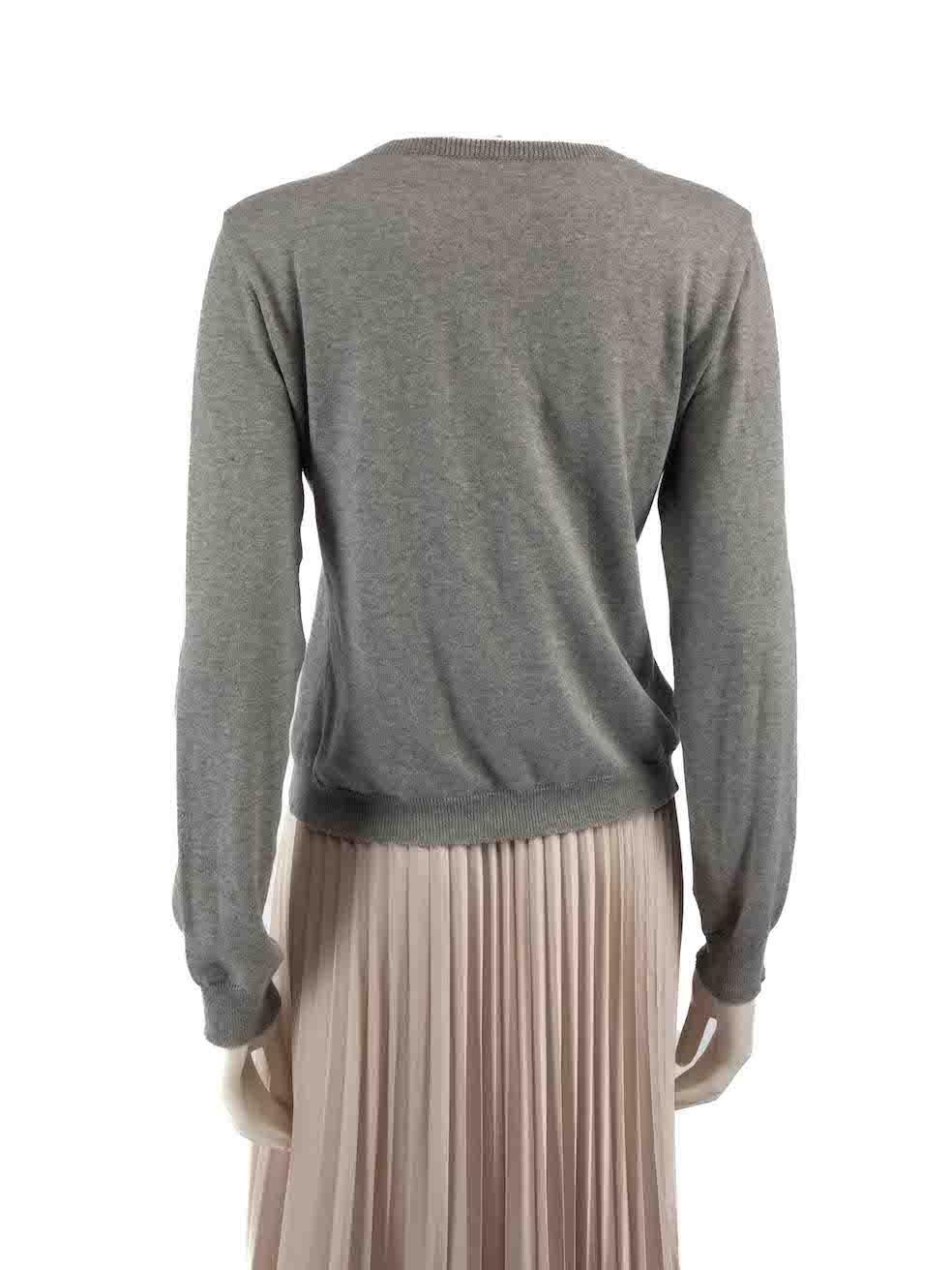 Miu Miu Grey Lace Ruffle Accent Cardigan Size L In Excellent Condition In London, GB