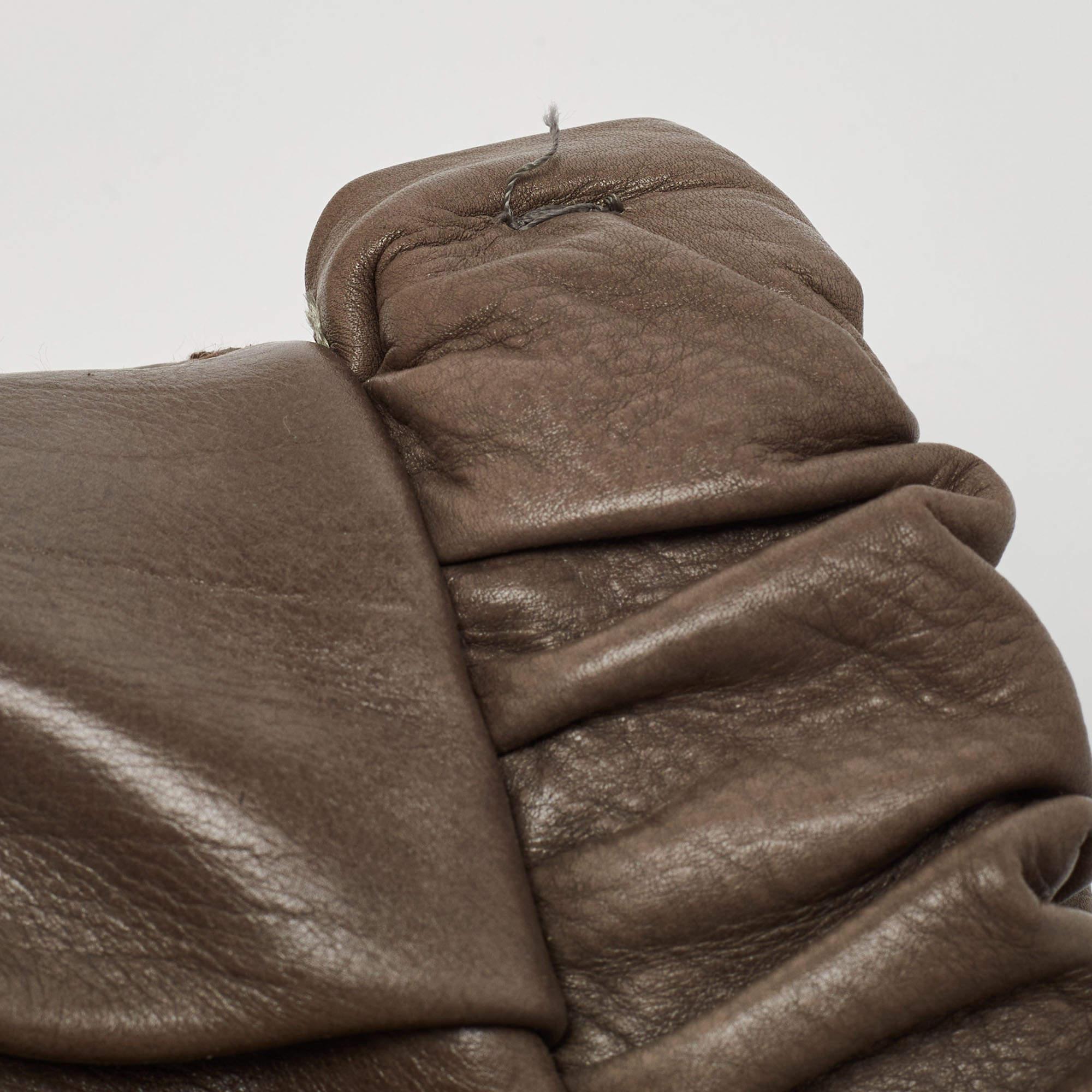 Miu Miu Grey Leather Gathered Tote For Sale 7