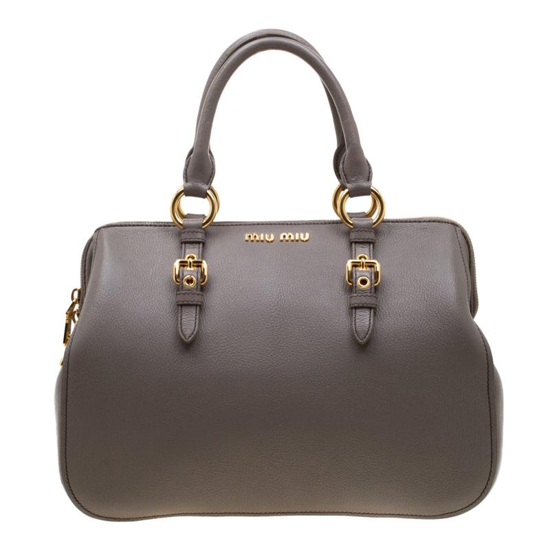 Miu Miu Grey Leather Madras Bowling Bag For Sale at 1stDibs miu miu