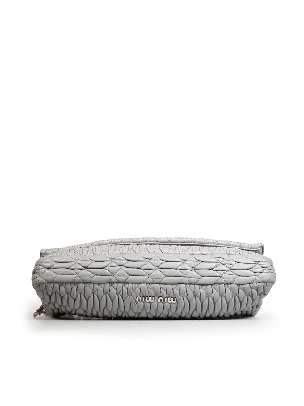 Miu Miu Grey Leather Matelassé Flap Shoulder Bag In Good Condition In London, GB