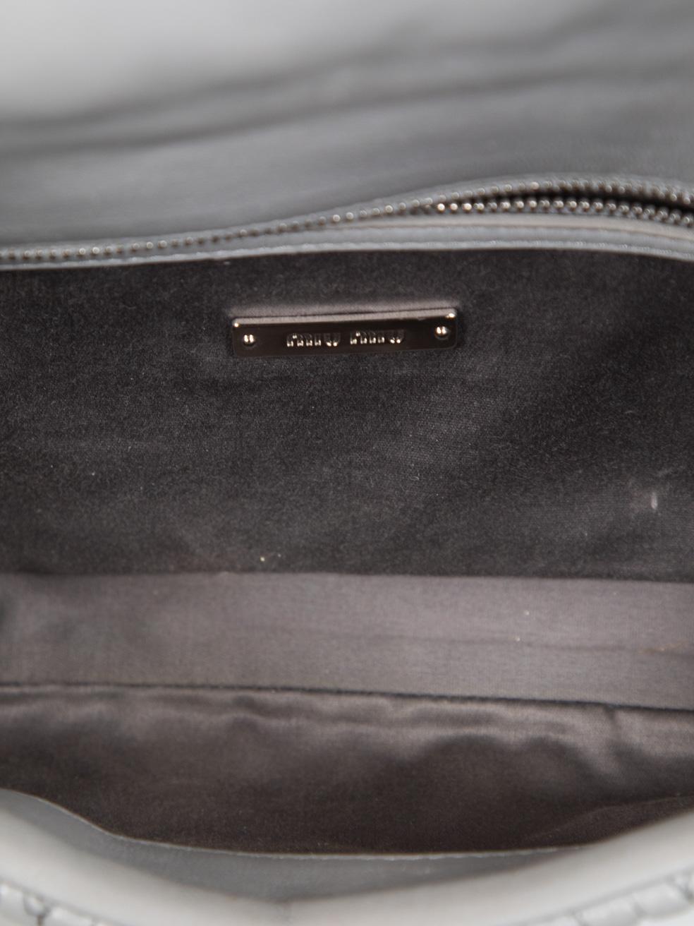 Miu Miu Grey Leather Matelassé Flap Shoulder Bag 1