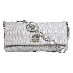 Miu Miu Grey Leather Matelassé Flap Shoulder Bag