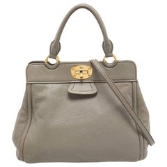 Miu Miu Grey Leather Turnlock Frame Satchel