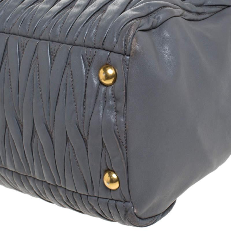 Miu Miu Grey Matelassé Leather Bow Satchel For Sale 1