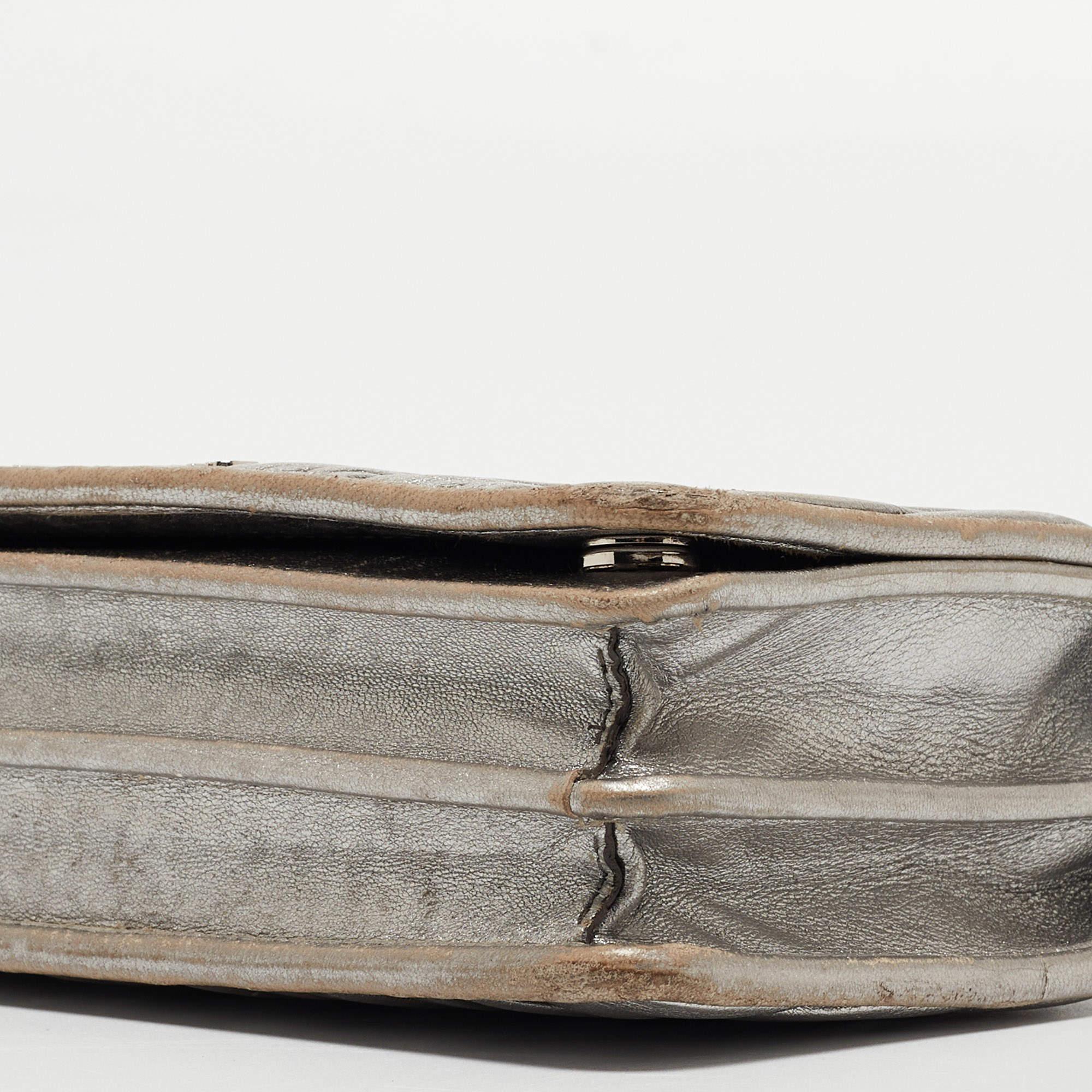 Miu Miu Grey Matelassé Leather Chain Crossbody Bag 4
