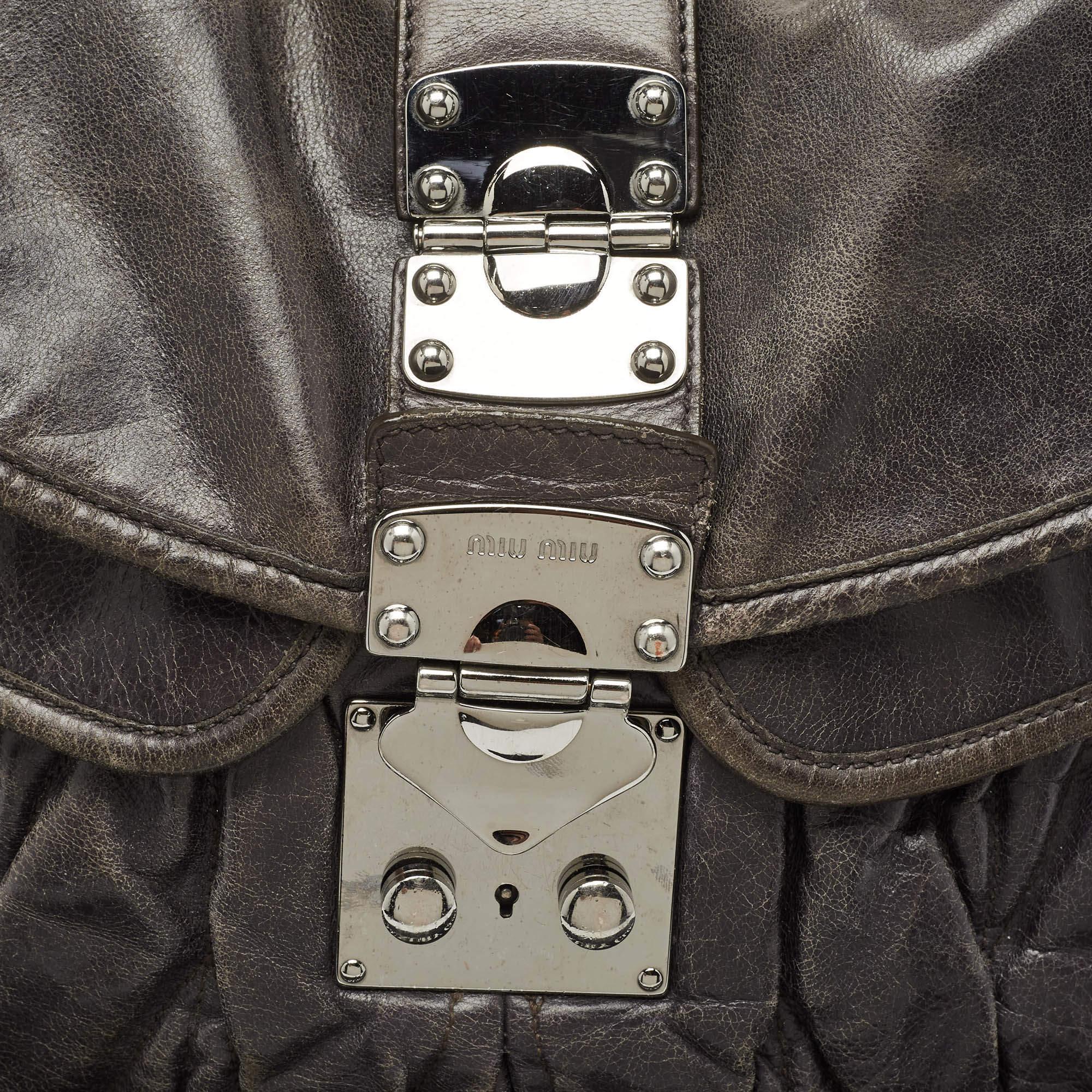 Miu Miu Grey Matelassé Leather Coffer Bag 1