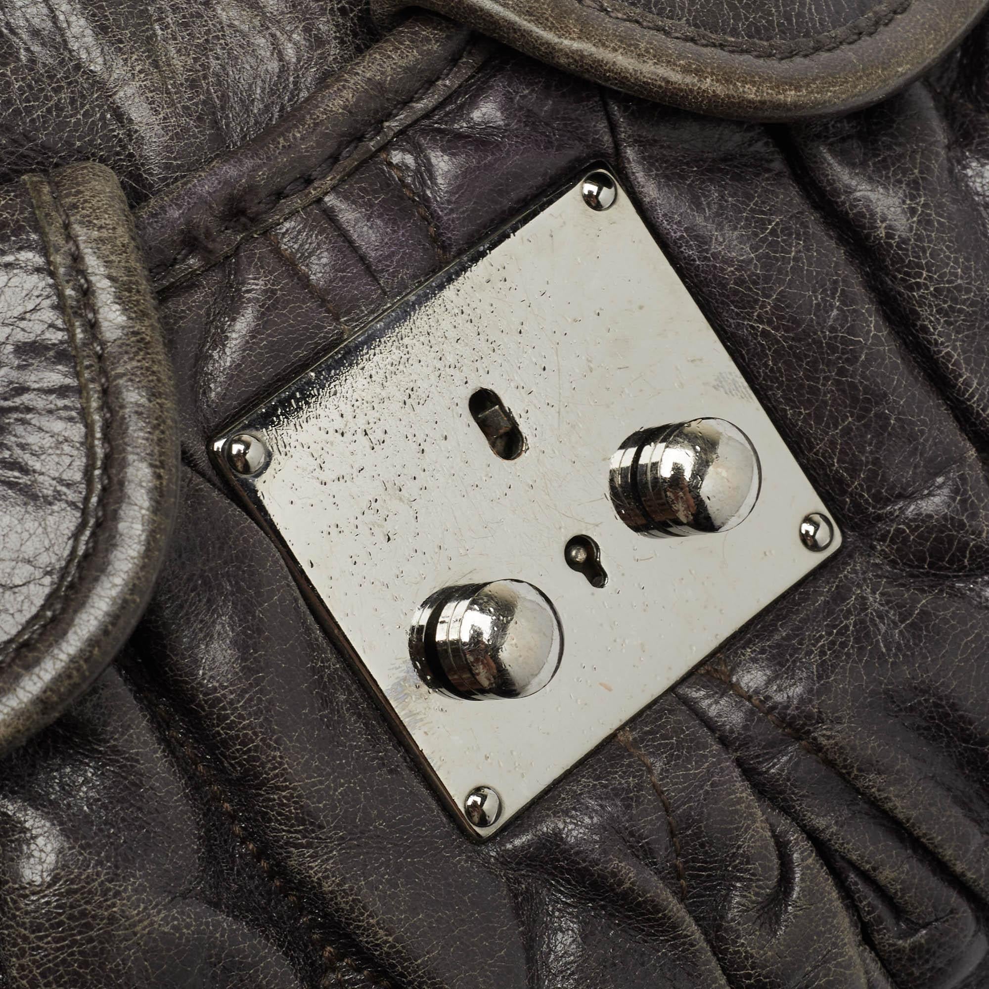 Miu Miu Grey Matelassé Leather Coffer Bag 4