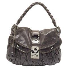 Miu Miu Grey Matelassé Leather Coffer Bag