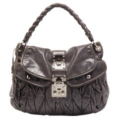 Miu Miu Graue Matelassé Leder Coffer Hobo