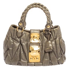 Miu Miu Graue Matelasse Leder Coffer Two Way Satchel