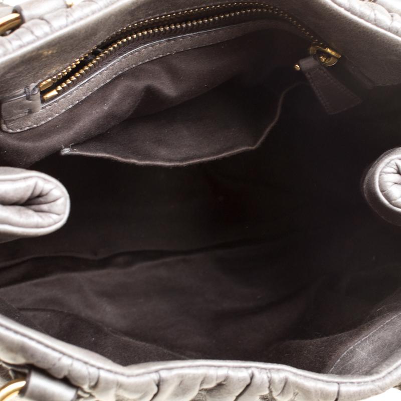 Miu Miu Grey Matelasse Leather Coffer Two Way Top Handle Bag 2