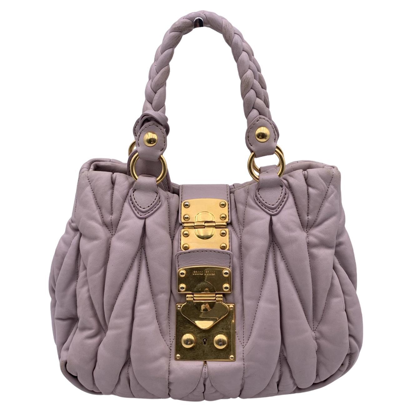 Miu Miu Grey Matelasse Leather Handbag Satchel Small Tote