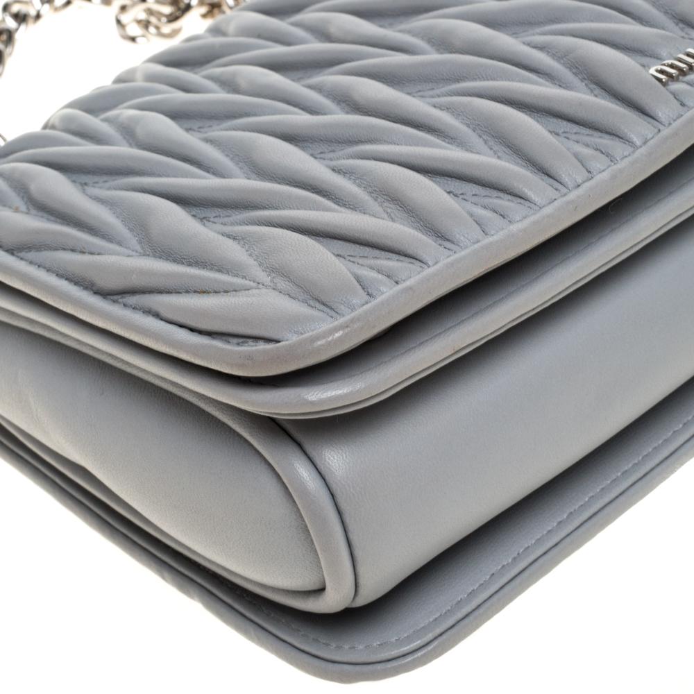 Miu Miu Grey Matelasse Leather Medium Club Shoulder Bag 1