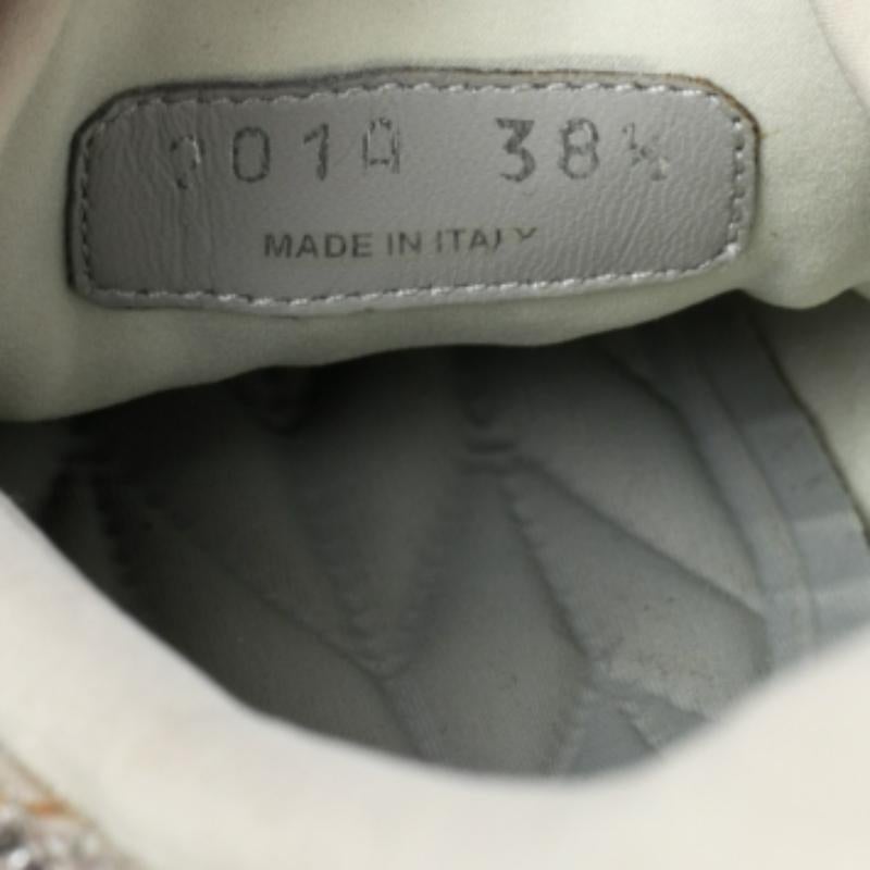 Miu Miu Grey Satin And Fabric Crystal Embellished Slip On Sneakers Size 38.5 For Sale 1