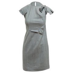 Miu Miu Grey Short Sleeve Virgin Wool Dress
