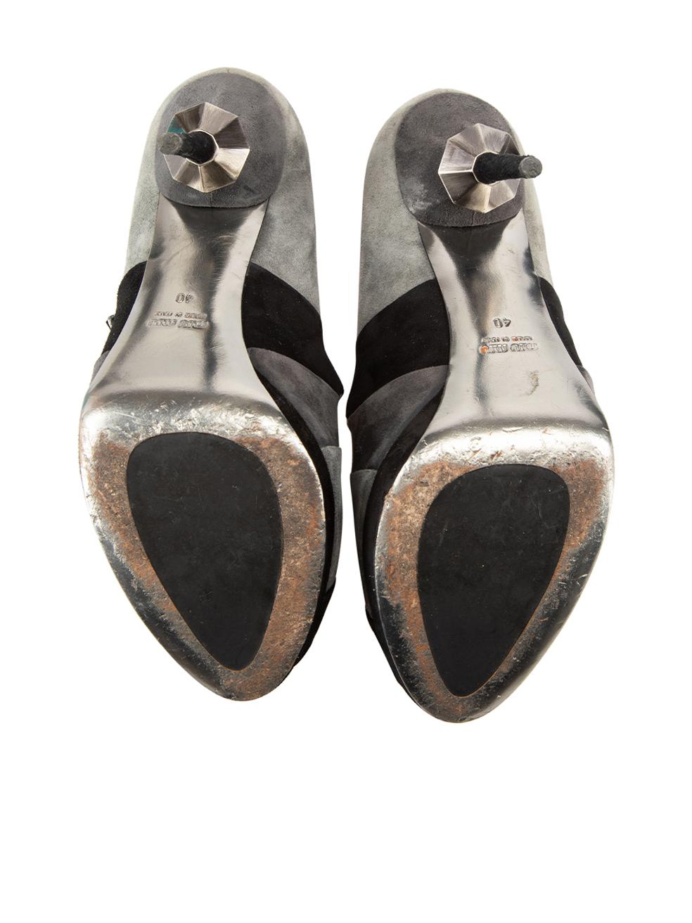 Women's Miu Miu Grey Suede Peep Toe Heels Size IT 40 For Sale