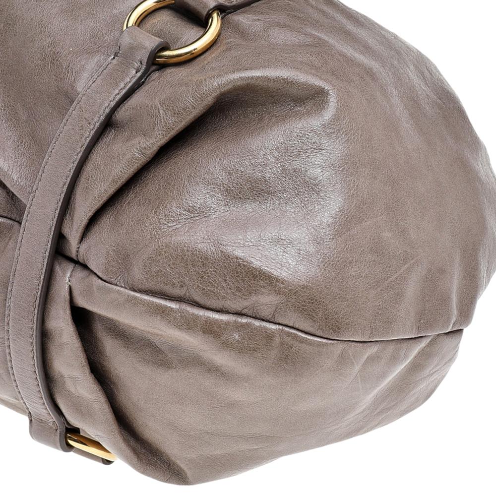 Miu Miu Grey Vitello Lux Leather Gathered Hobo 4