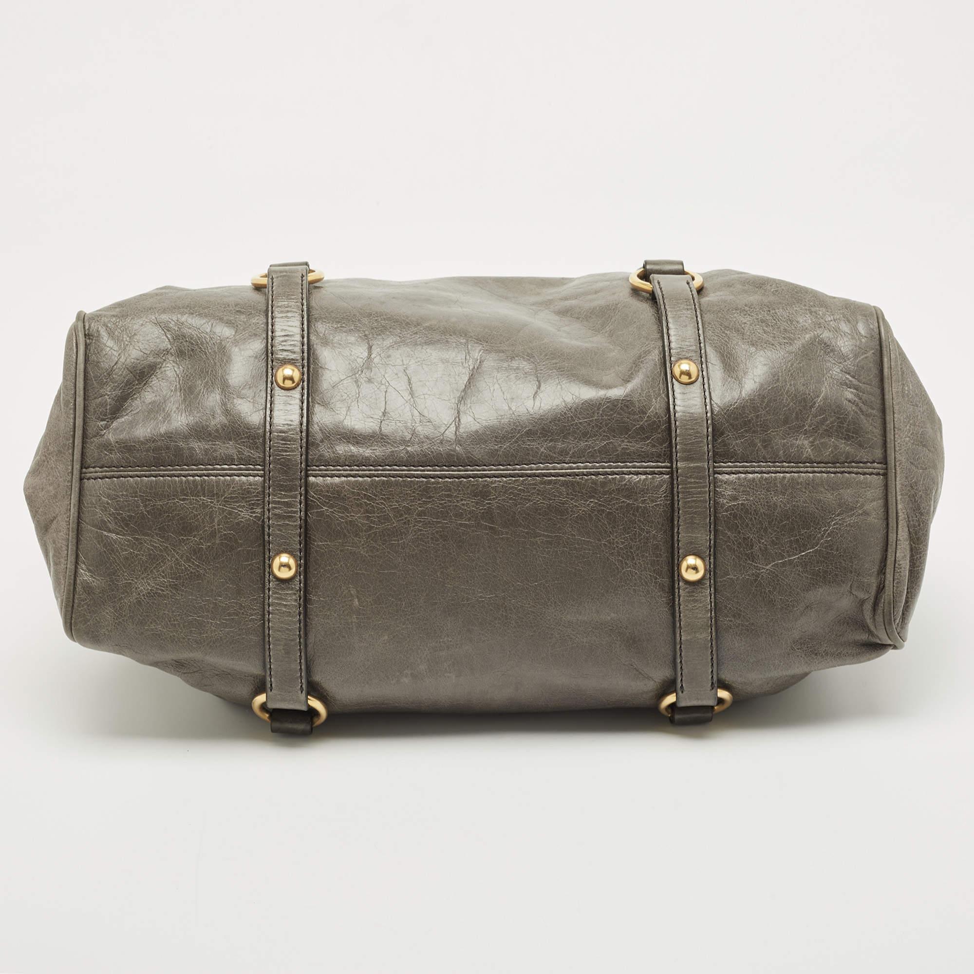Miu Miu Grey Vitello Lux Leather Side Bow Bag 6