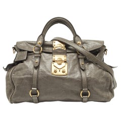 Miu Miu Grey Vitello Lux Leather Side Bow Bag