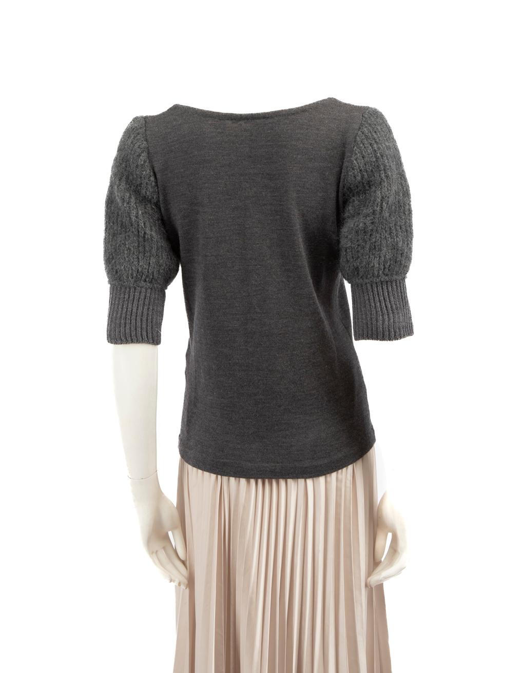 Black Miu Miu Grey Wool Balloon Sleeve Jumper Size S