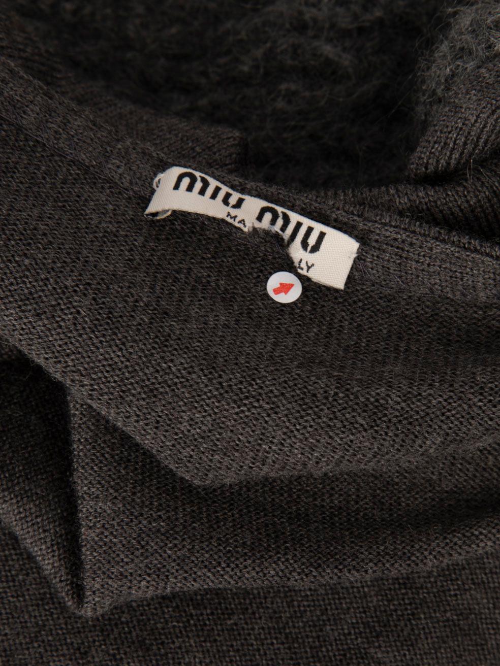 Women's Miu Miu Grey Wool Balloon Sleeve Jumper Size S