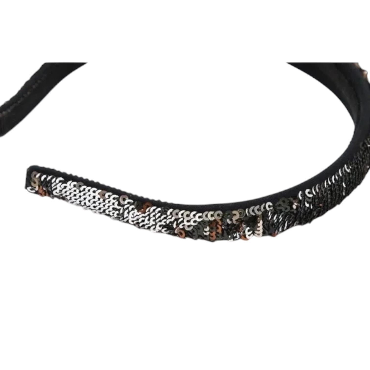 MIU Haarband Pailletten Silber Kupfer Grün Schwarz Schwarzes Haar Accessoire im Angebot 7