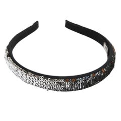 MIU MIU Hairband Sequins Silver Copper Green Black Hair Accessory