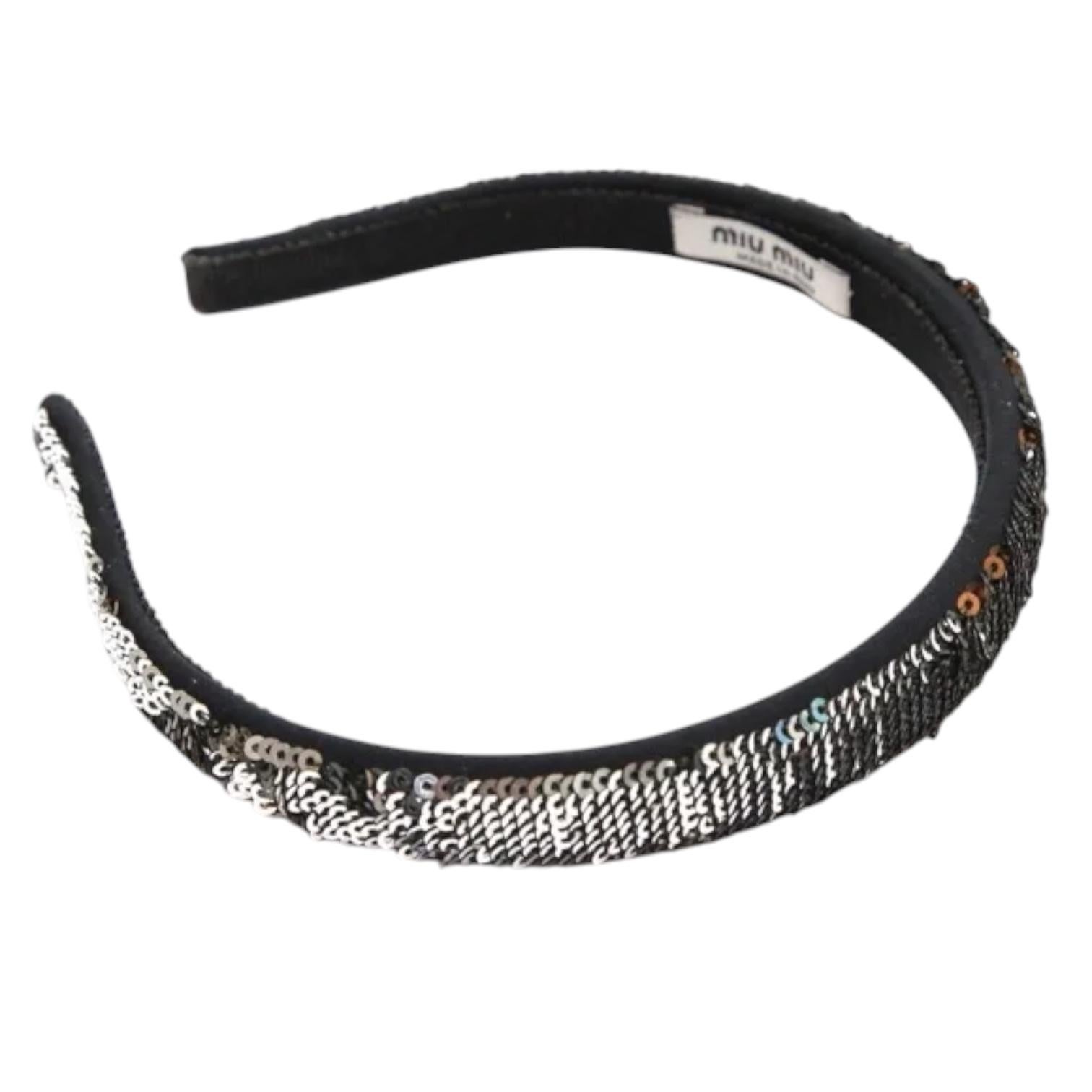 MIU Haarband Pailletten Silber Kupfer Grün Schwarz Schwarzes Haar Accessoire Damen im Angebot