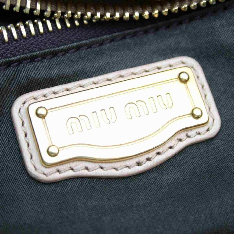 Miu Miu Hobo Woven 872994 Brown Beige Leather Satchel 6