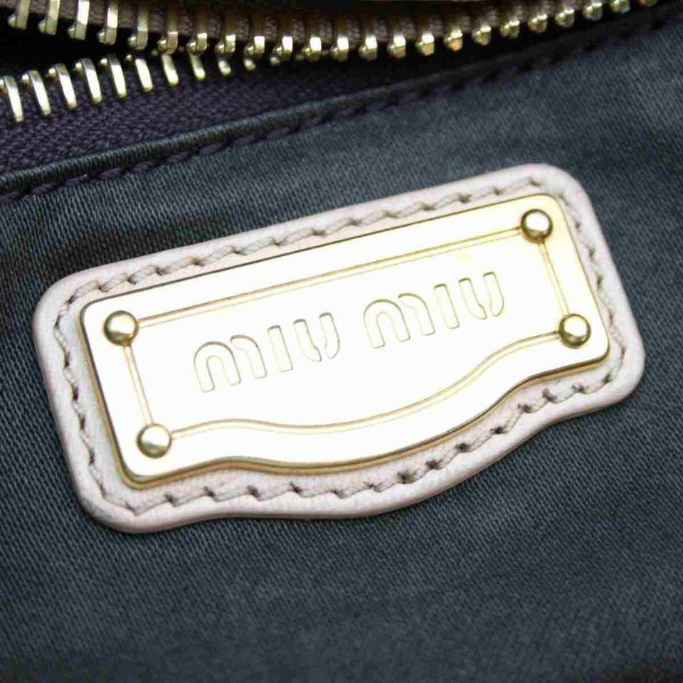 Women's Miu Miu Hobo Woven 872994 Brown Beige Leather Satchel
