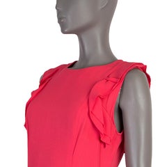 MIU MIU hot pink viscose RUFFLED Sleeveless Shift Dress 44 L