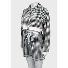 Miu Miu Houndstooth Cotton Suit with Shorts - Size S