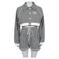 Miu Miu Houndstooth Cotton Suit with Shorts - Size S