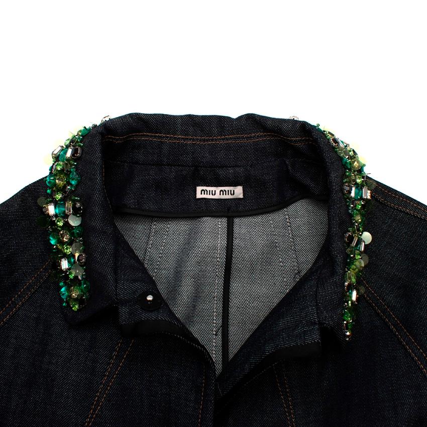 Black Miu Miu Indigo Denim Crystal Embellished Jacket - Size US 6 For Sale
