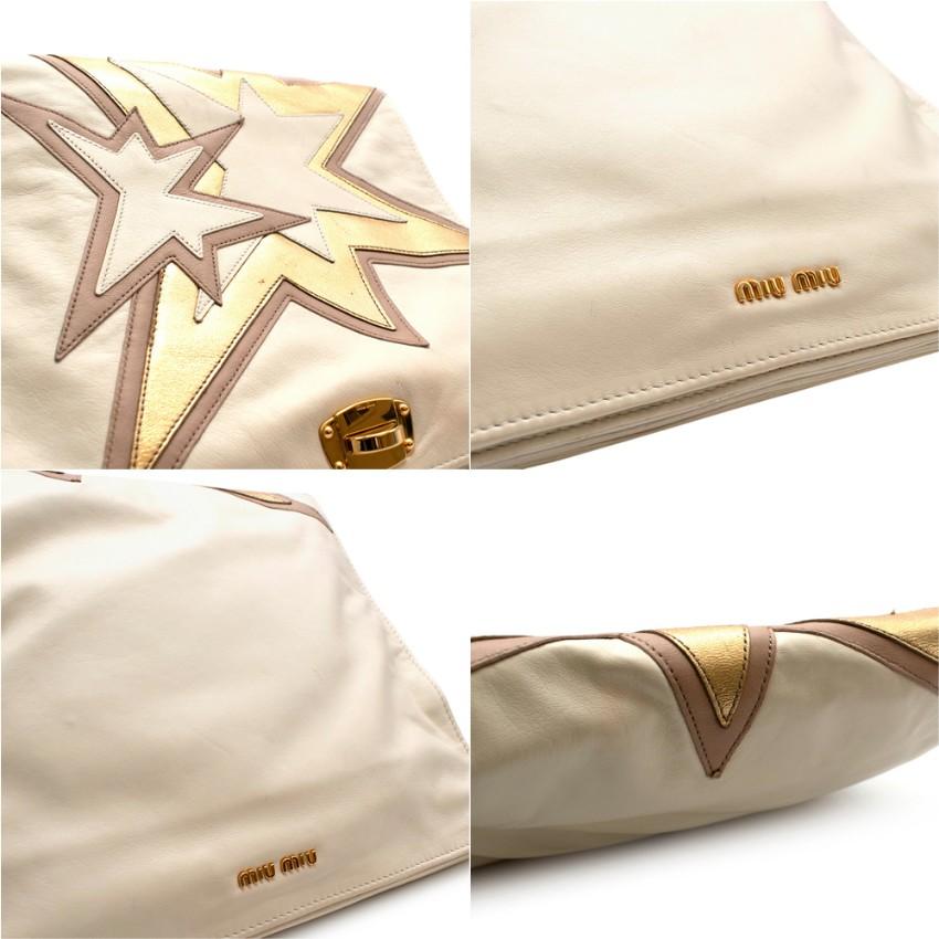 Miu Miu Ivory/Gold Star Pattern Crossbody Bag  2