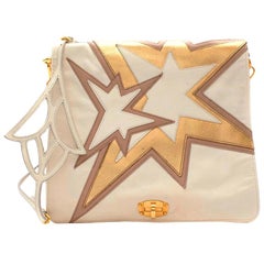 Miu Miu Ivory/Gold Star Pattern Crossbody Bag 