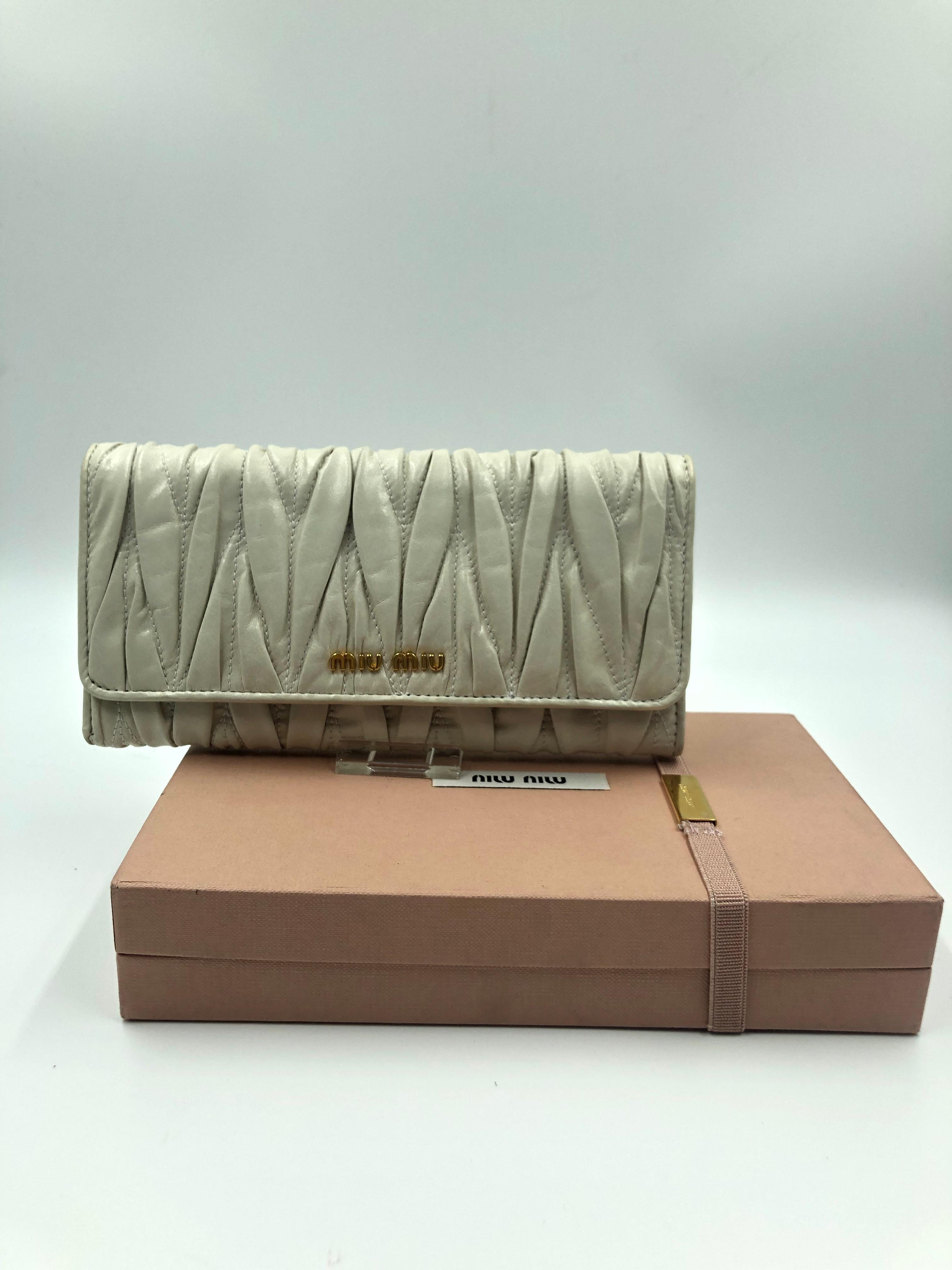 Miu Miu Ivory Matelassé Leather Wallet 4