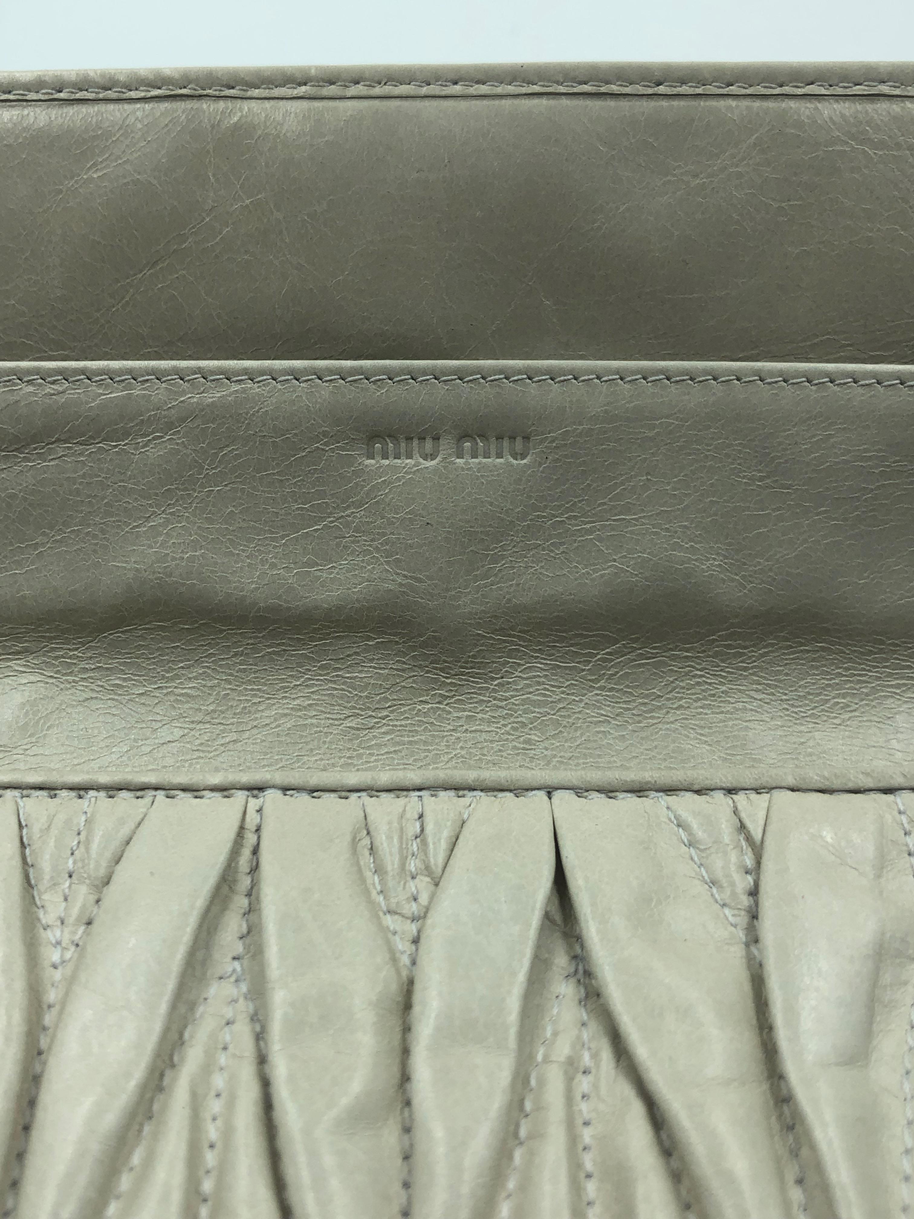 Beige Miu Miu Ivory Matelassé Leather Wallet