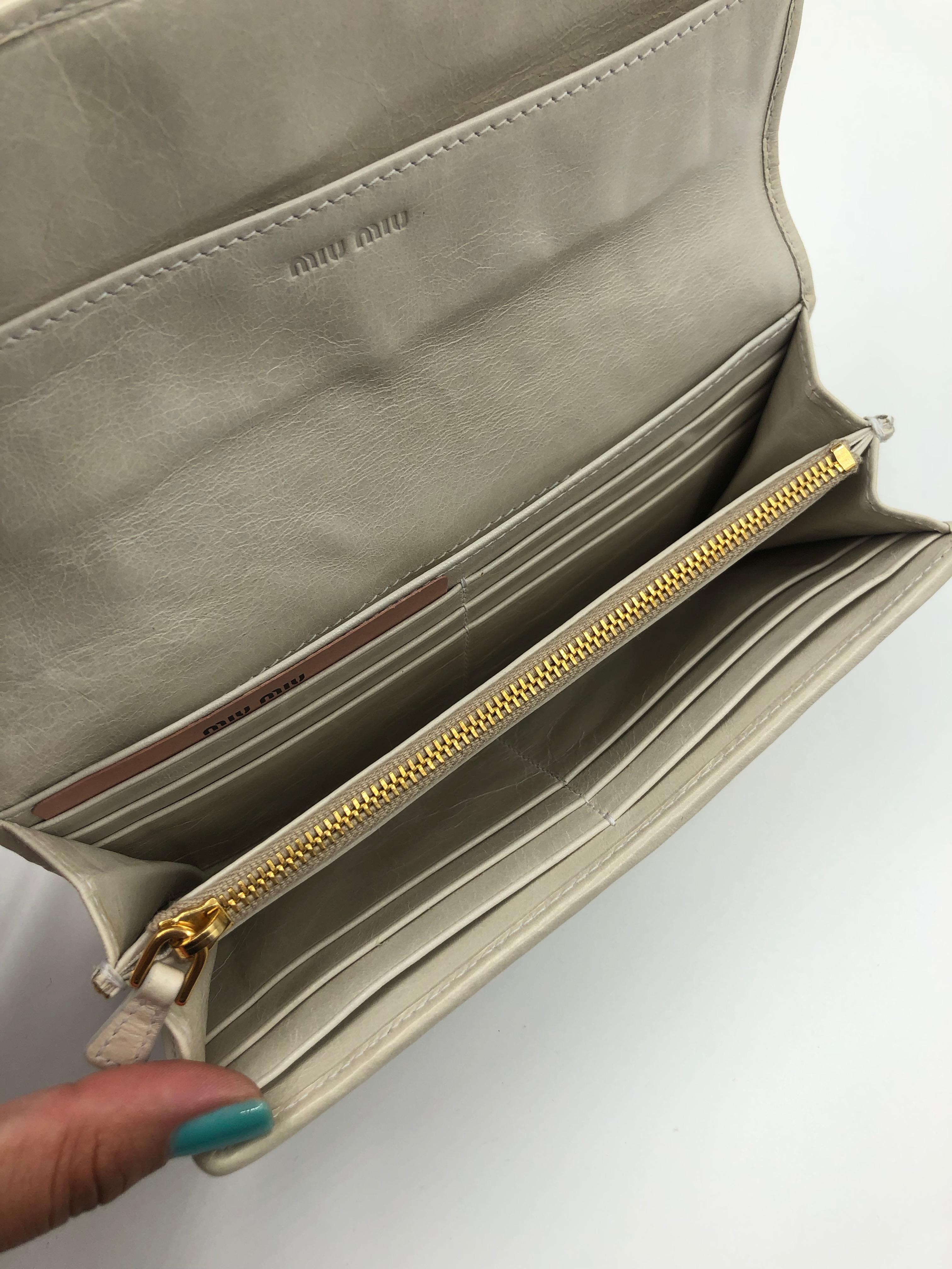 Miu Miu Ivory Matelassé Leather Wallet 1