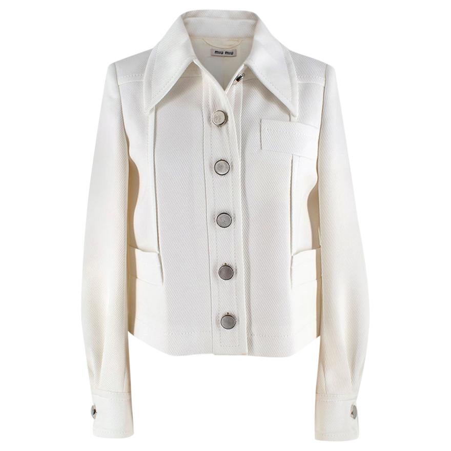Miu Miu Ivory Tailored Jacket with Silver Buttons US4 For Sale