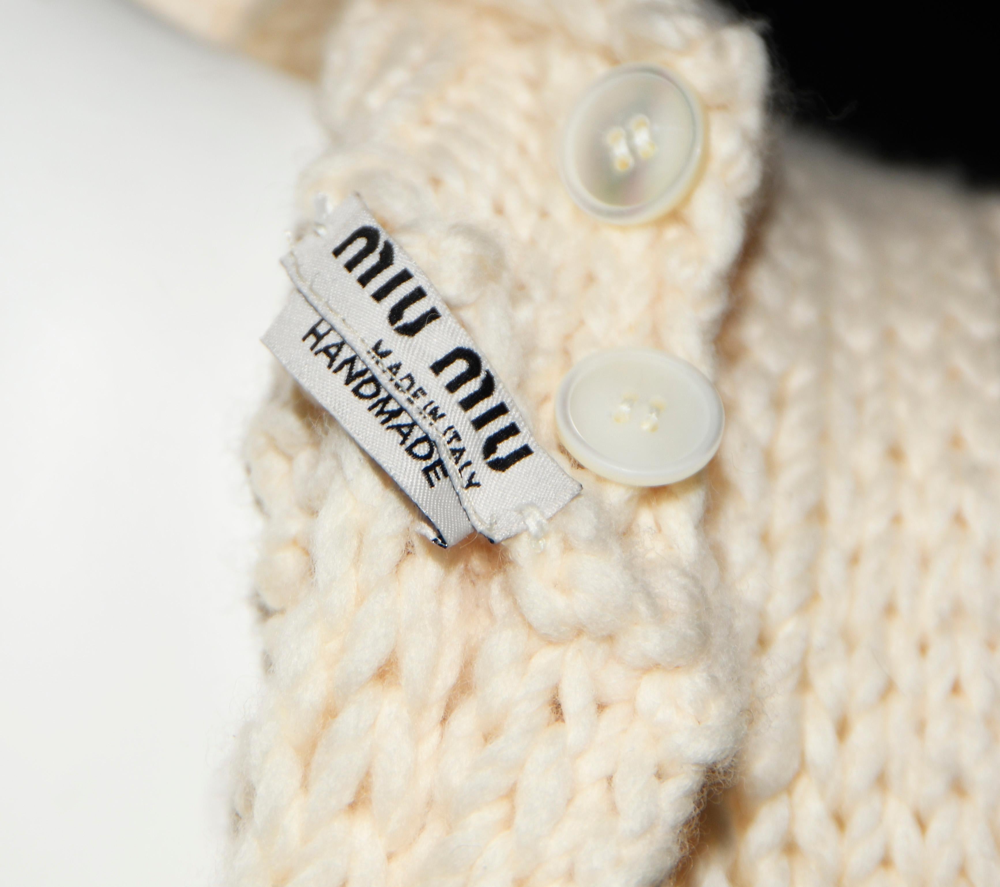 Miu Miu Ivory  Virgin Wool Handmade Crochet Dress 2014 Runway In Excellent Condition In Palm Beach, FL