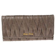 Miu Miu Khaki Green Matelasse Leather Continental Wallet