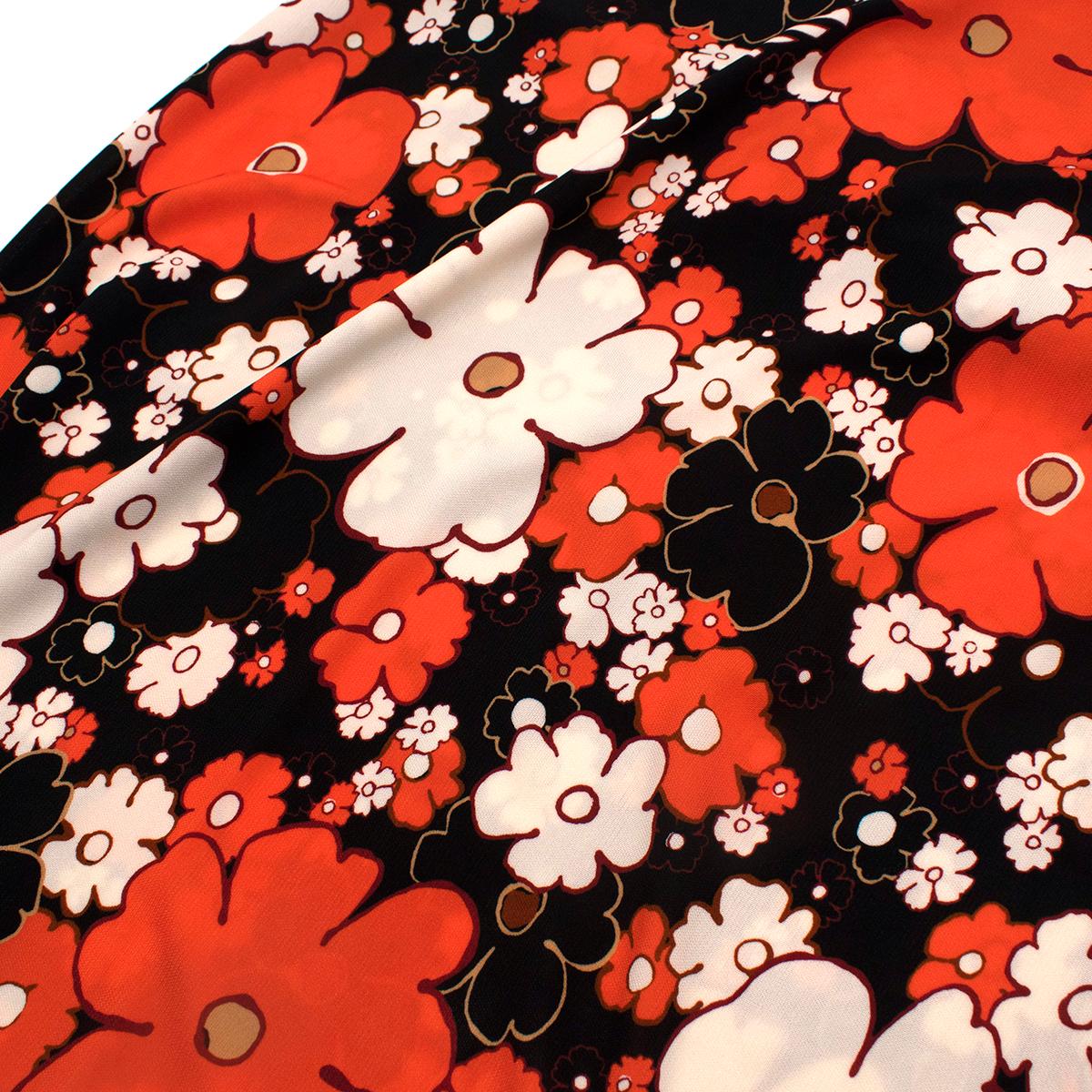Miu Miu Lace-up Orange Floral Print Stretch-Jersey Maxi Dress - Us size 12 In New Condition In London, GB